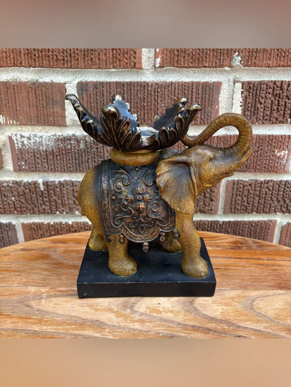 Indian Elephant Statue Figure Artful Design Base vintage No bowl